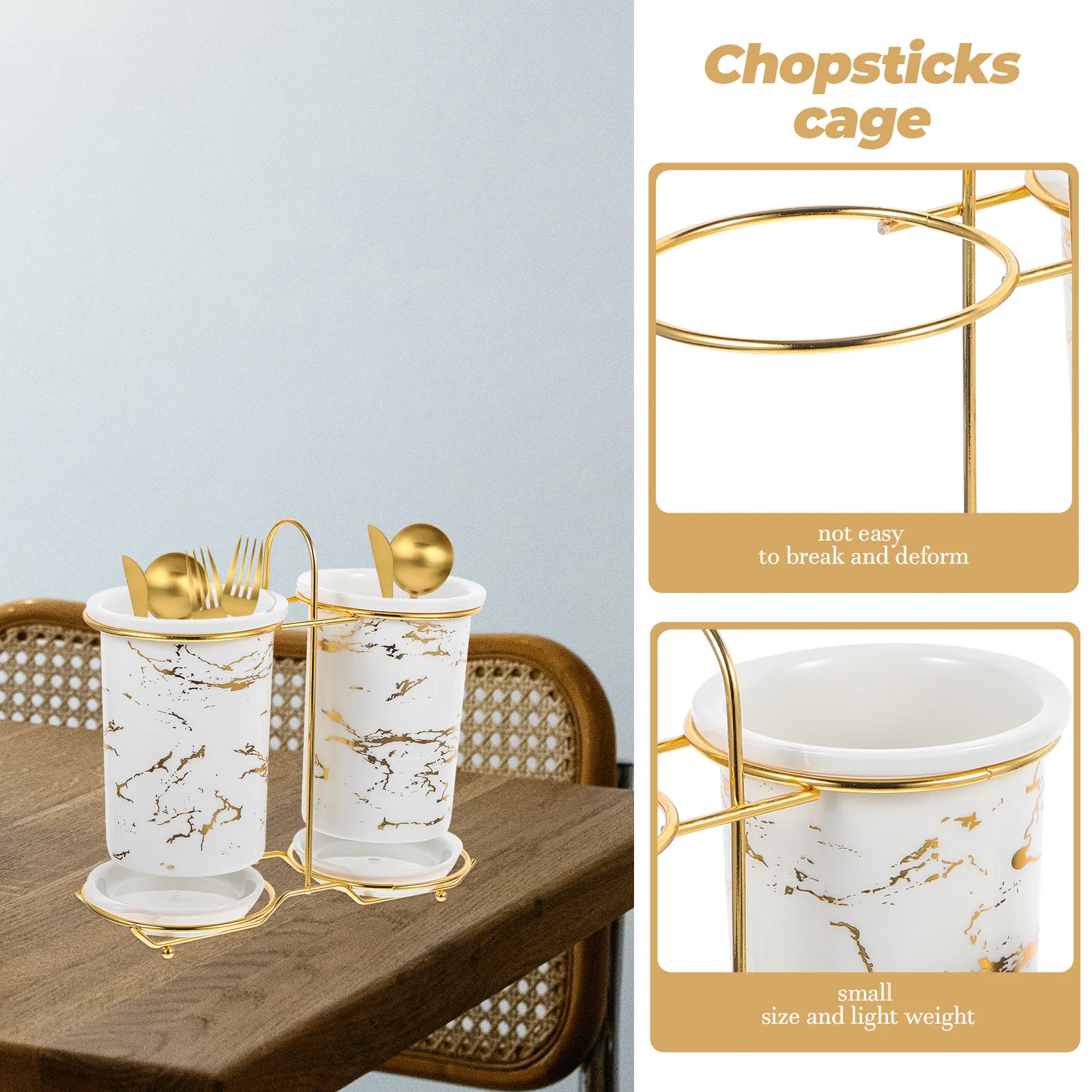 

1Set Ceramic Chopsticks Holder Iron Drying Rack Kitchen Storage Organizer Fork Spoon Cutlery Holder Chopsticks Cage