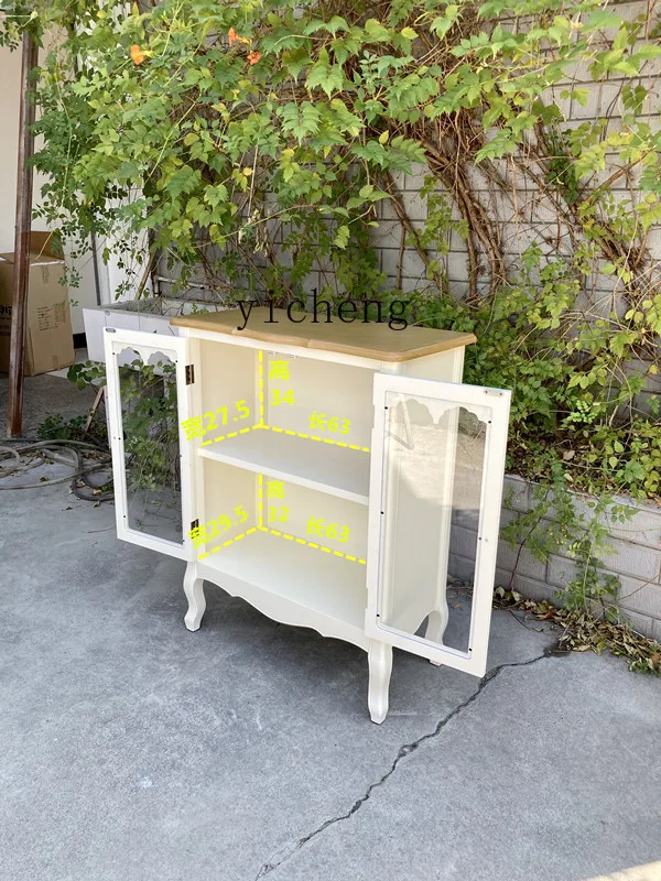 

ZYAins light French style simple bucket cabinet dining side display cabinet fully equipped small apartment