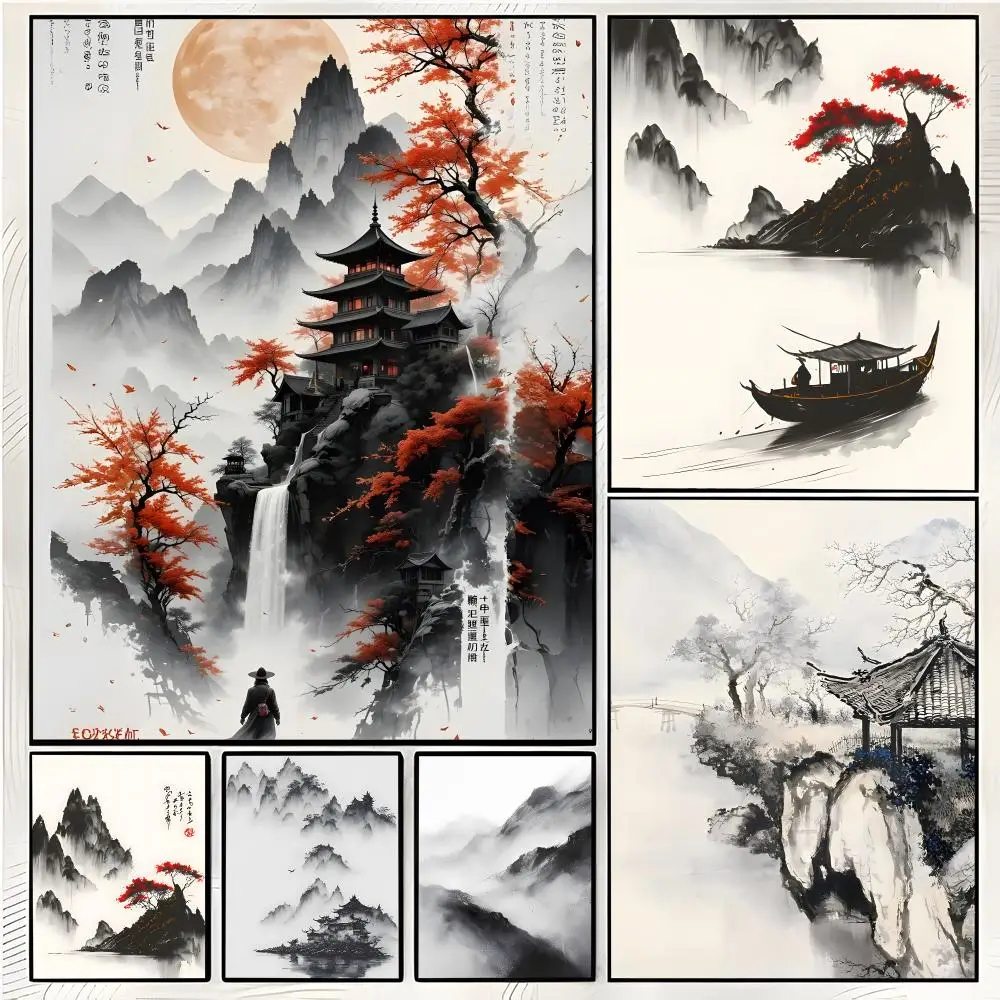 Traditional Artwork C-Chinese Ink Painting Poster Superior Home Space  Indoor Decorative Art & Home Decor