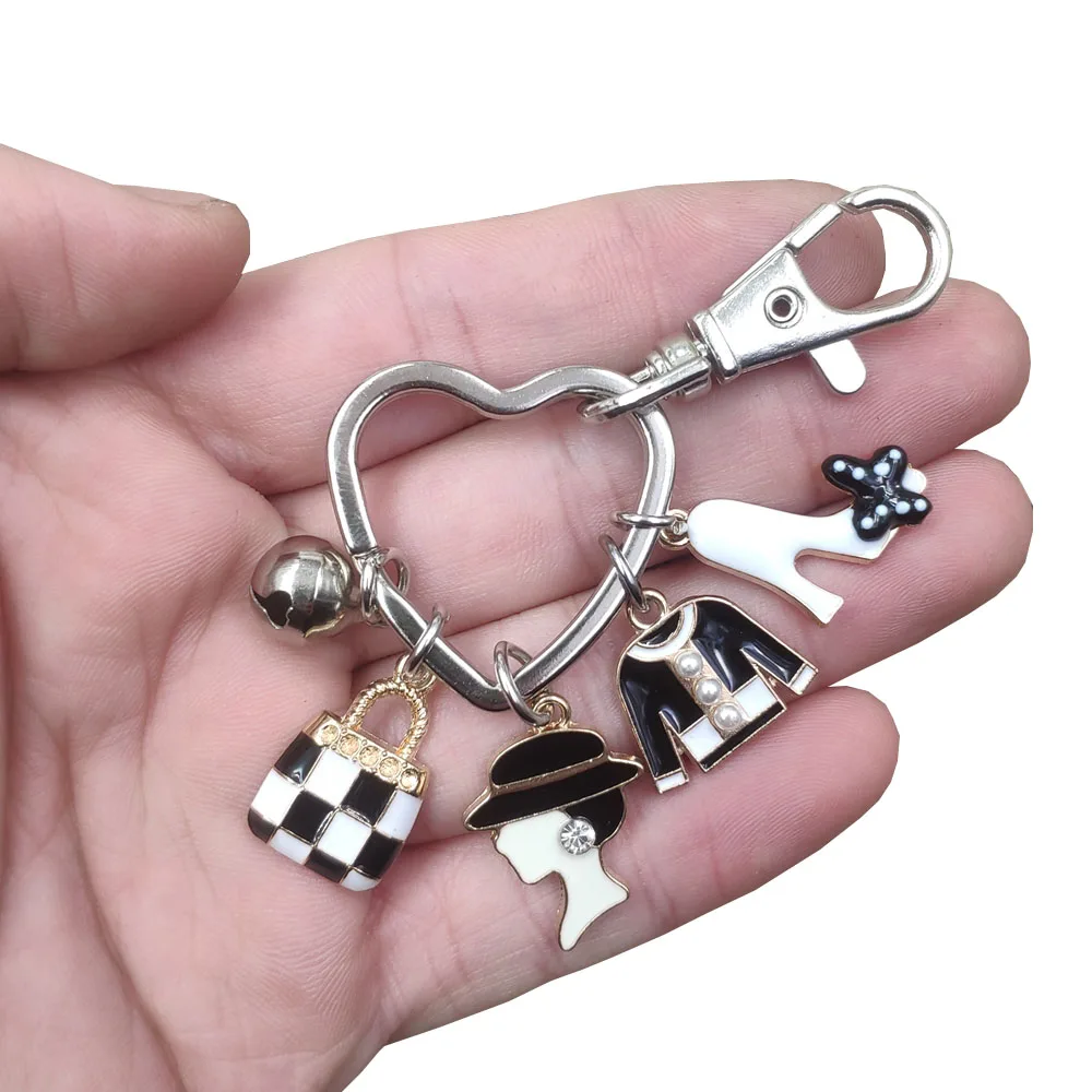 لطيف الجمال المرأة حقيبة النفط بالتنقيط المفاتيح شرابات الفاخرة العطور أحمر الشفاه جرس صغير حلقة رئيسية المرأة مثير سيدة هدية #3