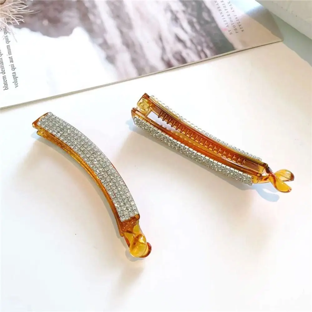 

Cute Korean Style Rhinestone Banana Clip Hairpin Headwear Bowknot Hair Clip Ponytail Holder Hair Claw Vertical Clip Women
