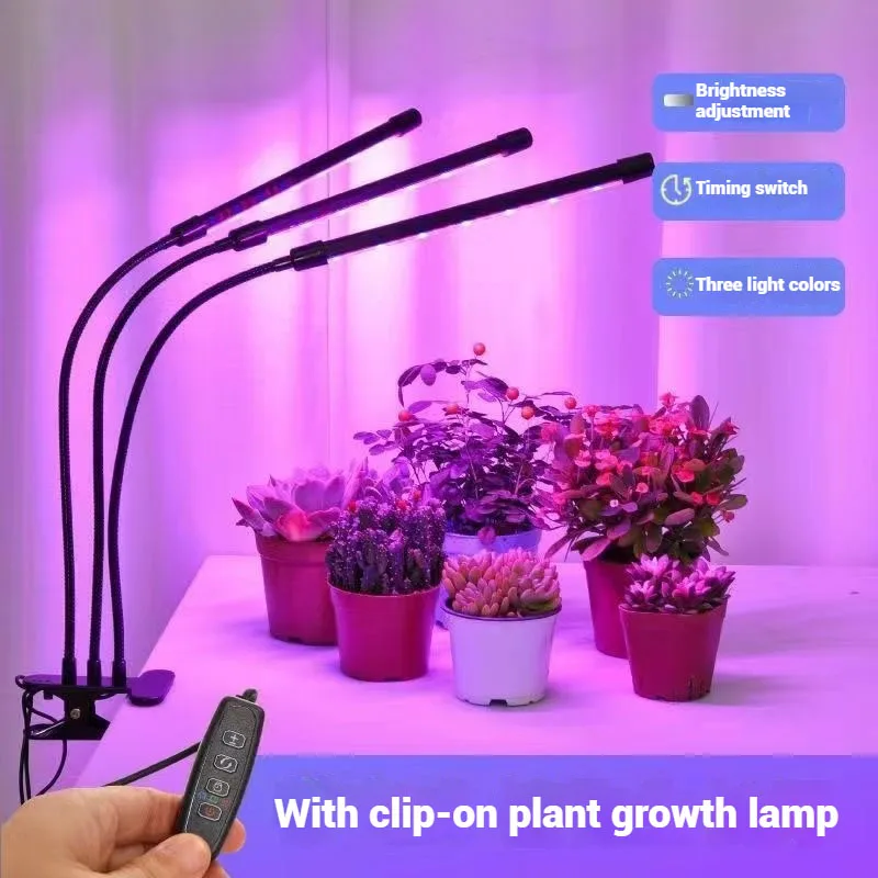 LED Planta Crescer Luz com Clip-On, 5V Cor Switching, USB Timable, Escurecimento, Espectro Completo, Crescer Flor, Casa