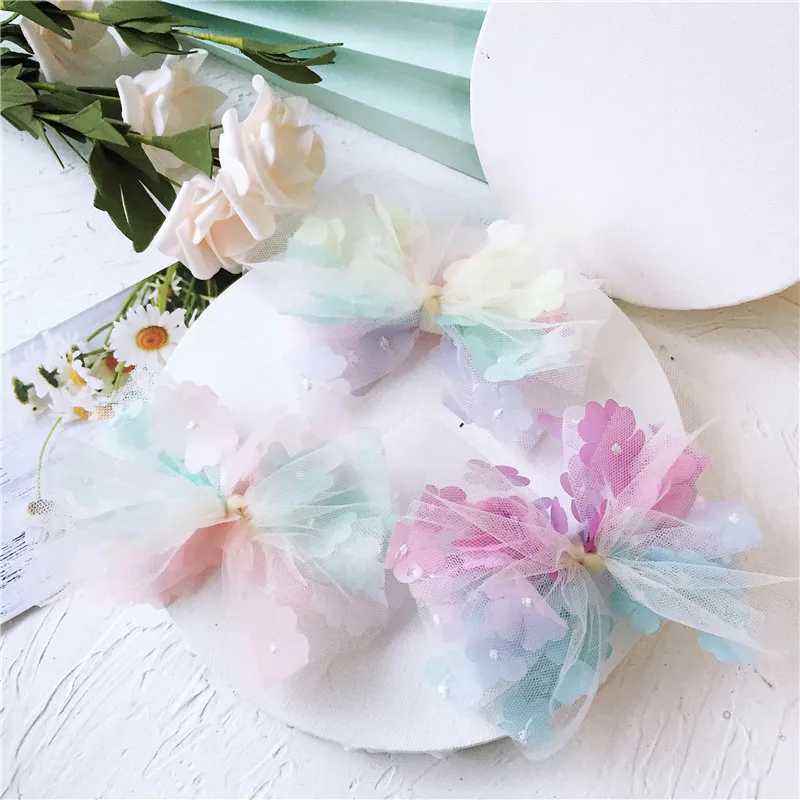 Gorgeous Gradient Five-Petal Flower Mesh Butterfly Bow for Kids Hair Accessory hair clips for girls