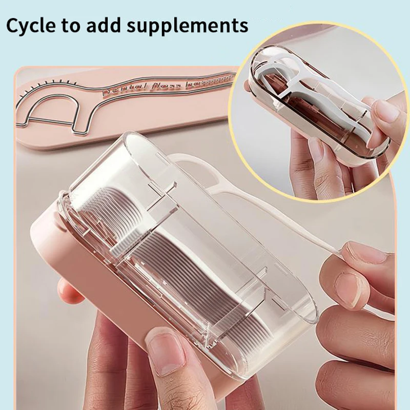 

Portable Floss Dispenser Includes 10Pcs Floss Automatic Ejectable Floss Organiser Disposable Flossing Sticks Oral Care Press-on