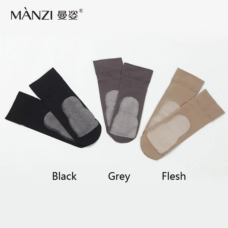 Short Velvet Socks for Women, Bamboo Charcoal Fiber Sole, Antiskid, Antibacterial, Anti-Odor, Thick Nylon Silk,Spring and Summer