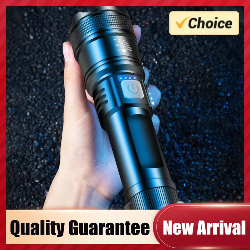 

XHP50 High Power Flashlight Power Display Zoomable Flashlight 300LM Handheld LED Flashlight Mobile Power Bank for Camping Hiking