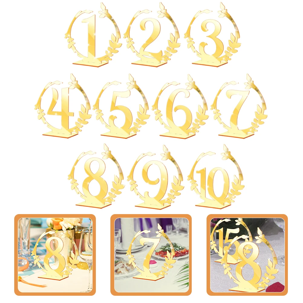 10 Pcs Table Numbers Signs Wedding Reception Holder Acrylic Clear Numbers Cafe Restaurant Banquet Events Reusable