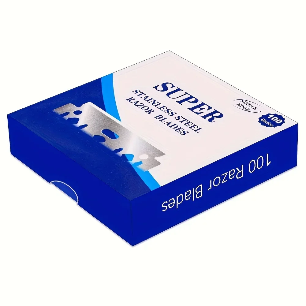 100 شفرات حلاقة آمنة من الفولاذ المقاوم للصدأ، شفرات حلاقة يدوية قديمة الطراز، مناسبة لمصففي الشعر وأدوات تصفيف الشعر #2