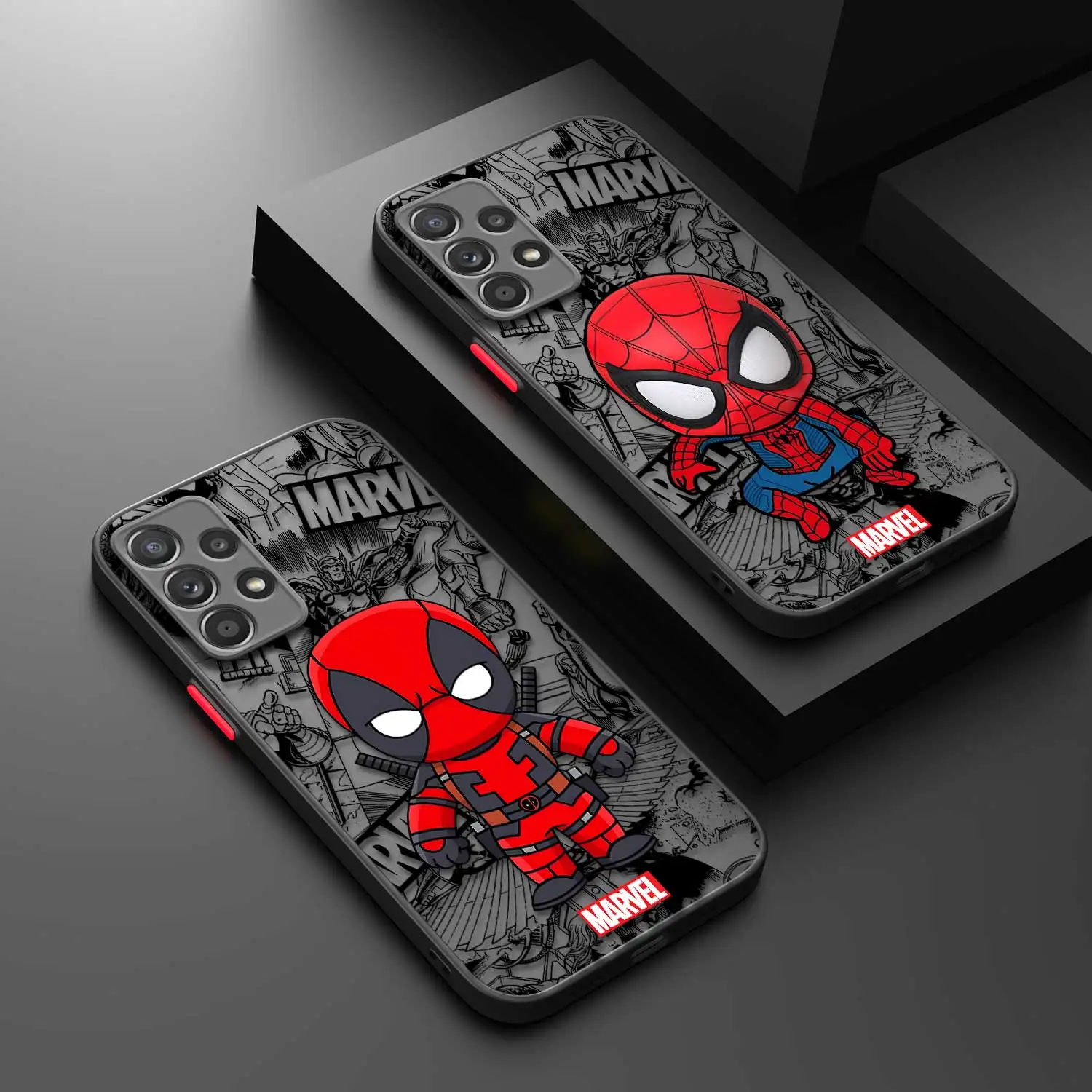 Matte Phone Case For Samsung A12 A54 A32 A51 A52 A13 A71 A31 A22 A21s A23 A53 A14 A50 Cover Marvel Deadpool Spiderman