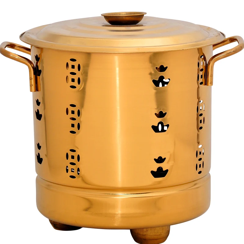 Stainless Steel Burning Bucket Household Burning Barrel Golden Ingot Burner Gold Treasure Barrel Incineration Bucket Scriptures