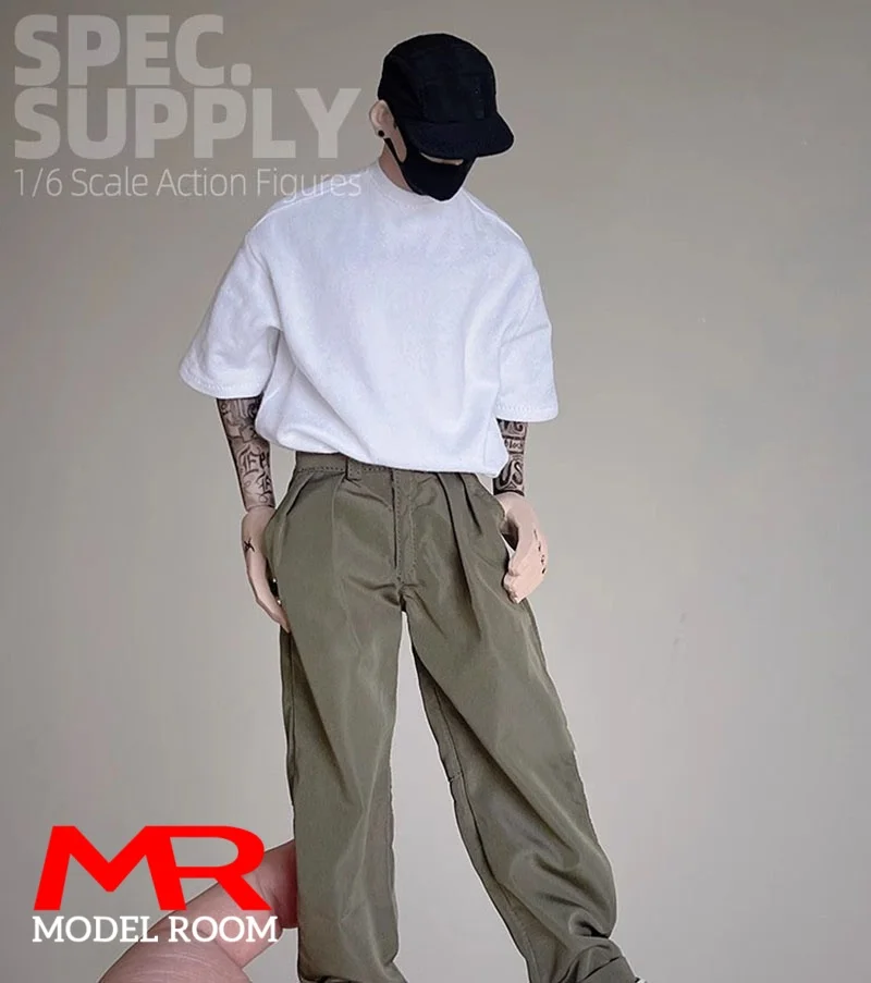 1/6 Scale Male Short Sleeves Vertical Stripe Shirt Casual Pants Clothes Model Fit 12'' Soldier Action Figure Body Dolls