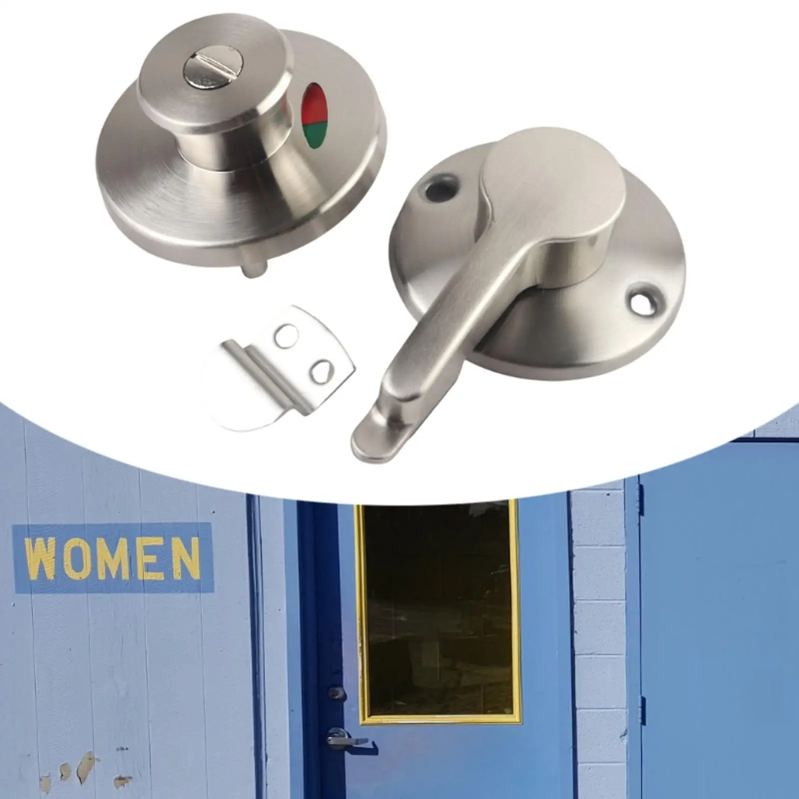 

Bathroom Door Lock Dead Bolt Multipurpose Simple Installation Privacy Door Lock for WC Hotel Shopping Mall Men/Women Restrooms