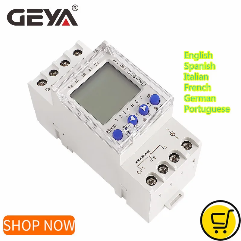 GEYA THC-822 Conversational Programmable Timer 2Channel Changeover Contacts Smart Timer Switch with Battery 16A 110V 220V