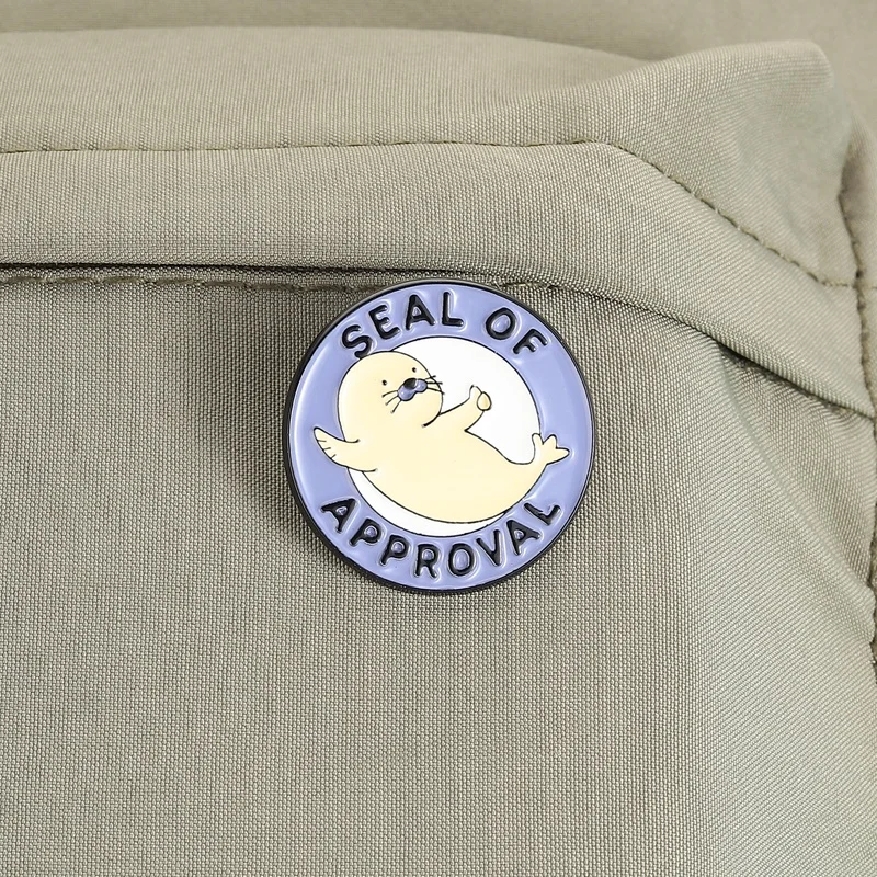 Seal of Approval Emaille-Pins: Personalisierte „Seal-ishly“-Abzeichen, Cartoon-Tier-Wortspiele, Reversbroschen, Schmuckgeschenk für Freunde – Detail 6