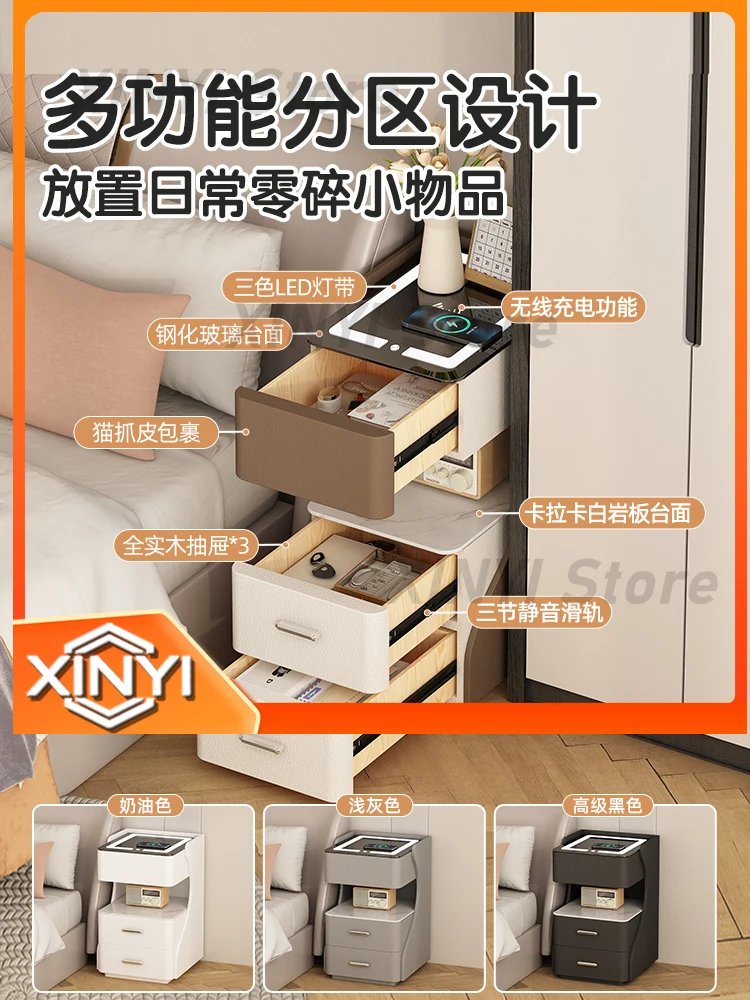 Multifunctional Lifting Bedside Table with Projector Bracket Bluetooth Audio Side Storage Rack and Projector Placement