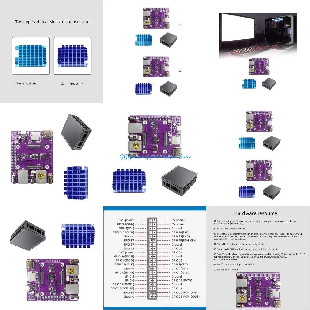 

H9EB Double Gigabits Ethernet CM4 Expansion Board for RPi Compute Module 4 Processor