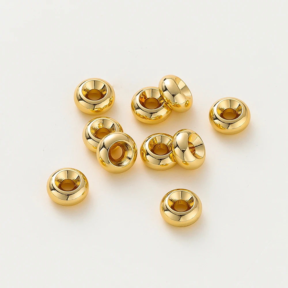 5-20Pcs 14K/18K Gold Plated Flat 4/5/6/8mm Spacer Beads for Necklace Bracelet Jewelry Making Beads Accessories Findings image 3
