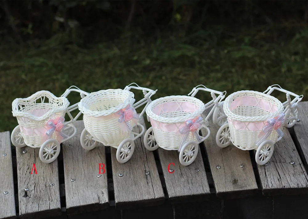 Minimalist Large Rattan Tricycle Attention-grabbing Bike Flower Basket Vase Storage Party Decor Lightweight Artistic