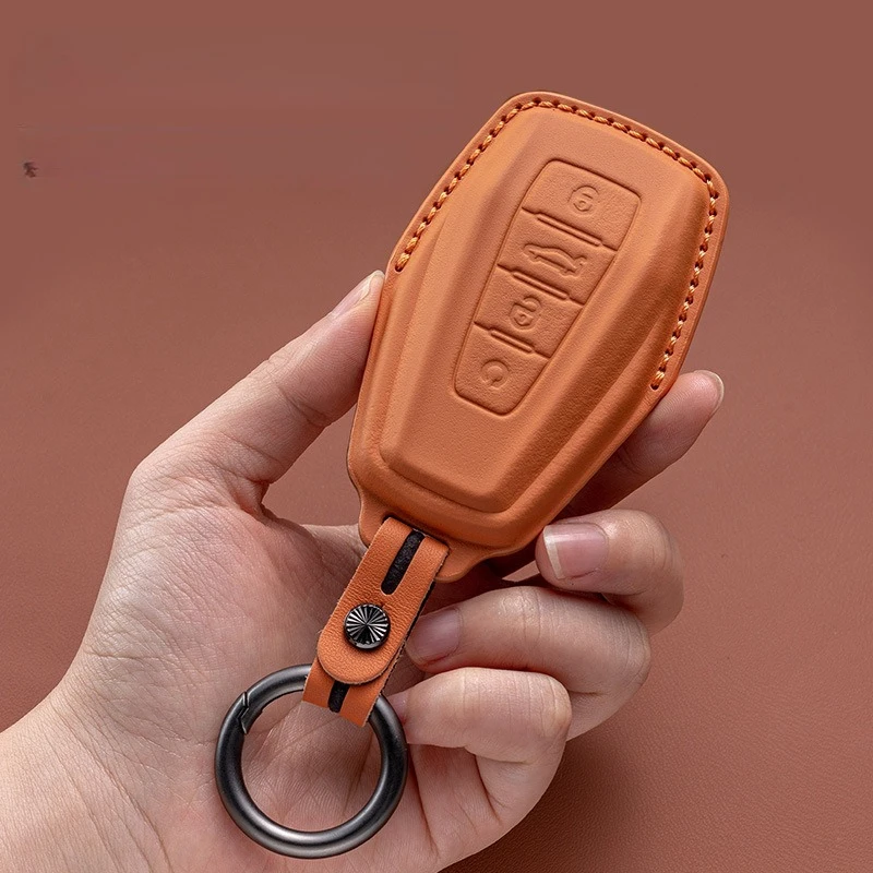 

For Geely Emgrand Monjaro Xingyue L Boyue Binyue Binrui Vision X6X Leather Car Key Case Fob Cover Auto Key Protector Accessories
