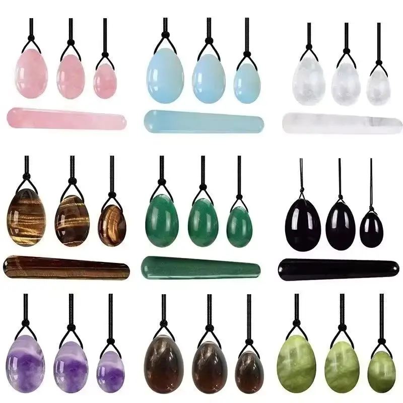 

Quartz Yoni Egg Set Kegel Muscle Exercise Jade Eggs Natural Stones Tightening Vaginal Ball Pelvic Exercise Massage Balls