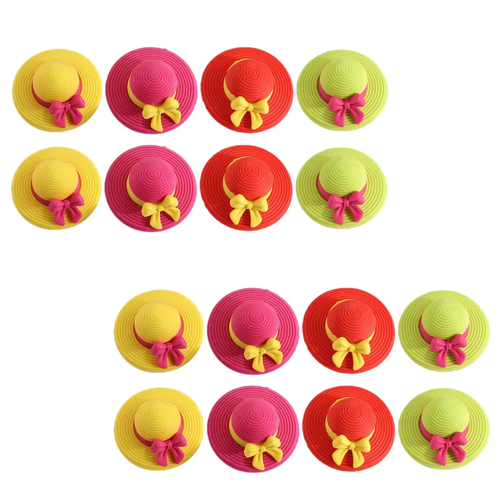 

16pcs Cartoon Hat Erasers Safe Tpr Pencil Erasing Tool School Supplies Portable Small Student Stationery Gift