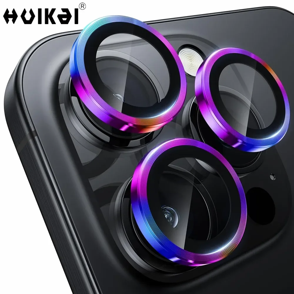 Camera Lens 2 PCS for iPhone 16 Pro Max 15 Pro 16 PLus 14 13 Protector Tempered Glass Camera Cover Screen Protector Metal Scratc