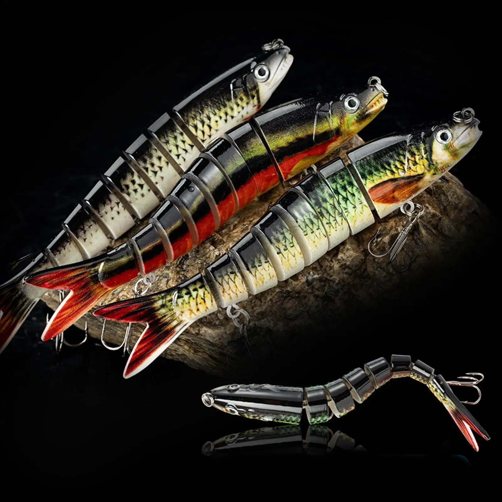 

Рыболовная приманка, приманки для морской рыбалки, 3 шт., реалистичная устойчивая к укусам рыболовная приманка с несколькими шарнирами для троллингового озера Deepwater