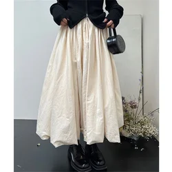 Vintage High Waist Slim Mid Length Versatile Cloud Half Puffy Solid Color Umbrella Skirts Women's Bottom 2024 Spring Autumn
