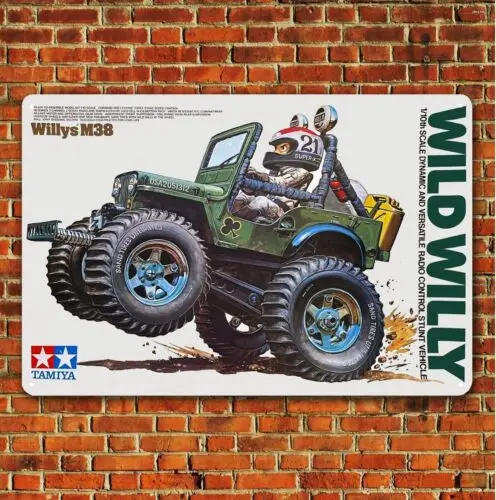 Poster in metallo Vintage Rc Car Wall Deco targa in latta targa Tamiya Wild Willy Boxart