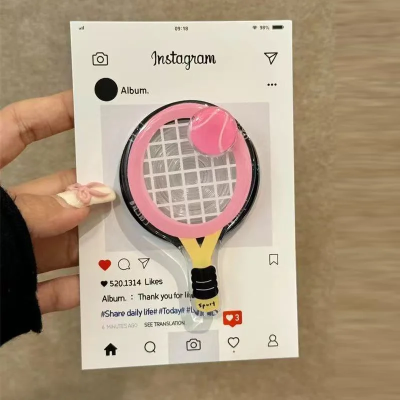 

Creative Rotating Tennis Racket Magnetic Suction Airbag Bracket Phone Grip Fashionable Item Firmly Attached Portable Easy To Use