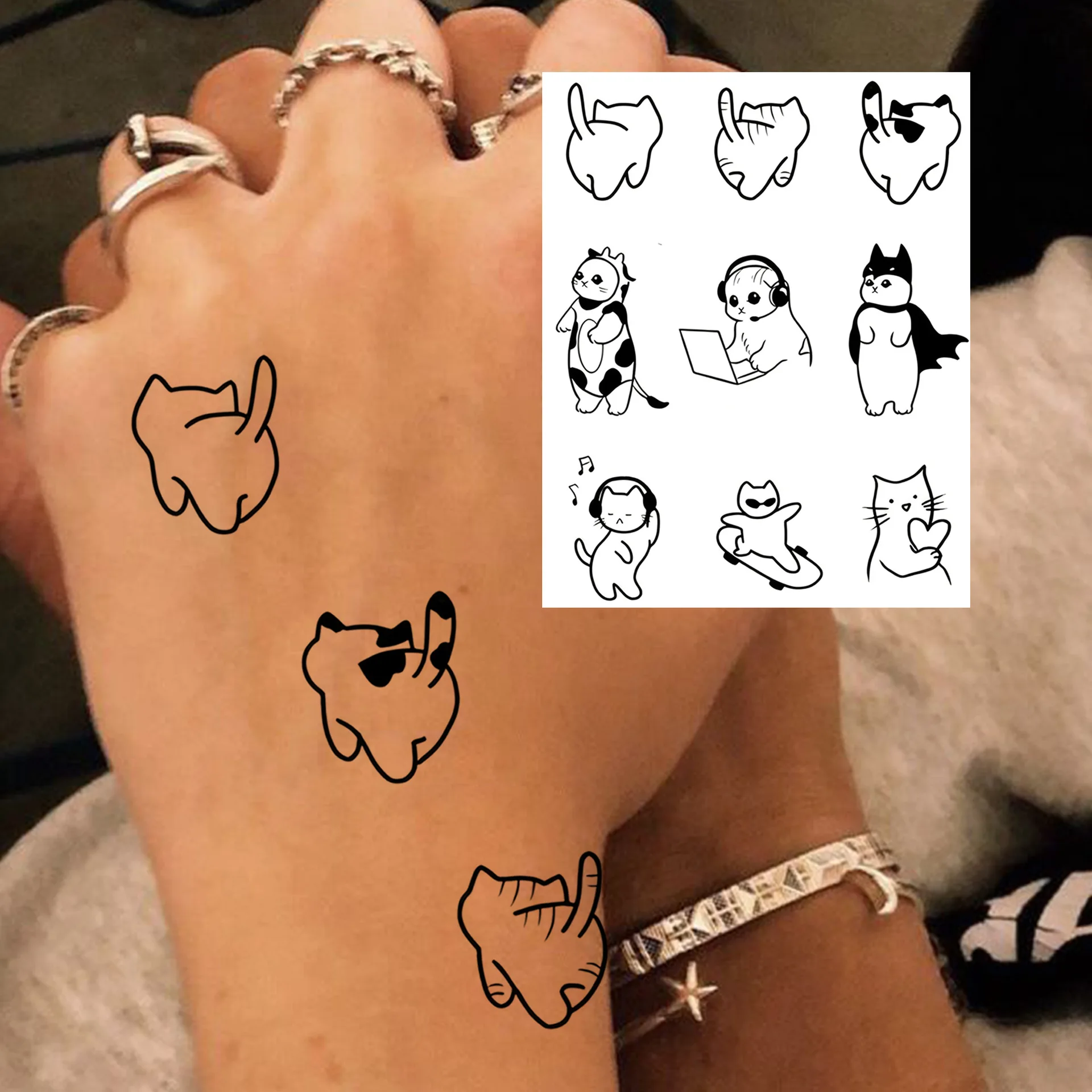 

Ins Style Small Fresh Tattoo Stickers for Finger Water Transfer Non Toxic Waterproof High Quality Easy Apply Daily