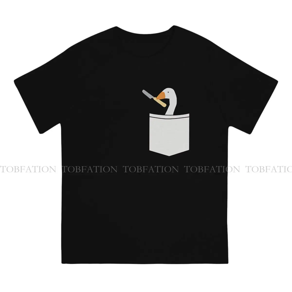 Untitled Goose Game Untitled Goose with Butter Knife in a Fake Pocket Tshirt Homme Men Clothes 4XL 5XL 6XL 100% Cotton T Shirt