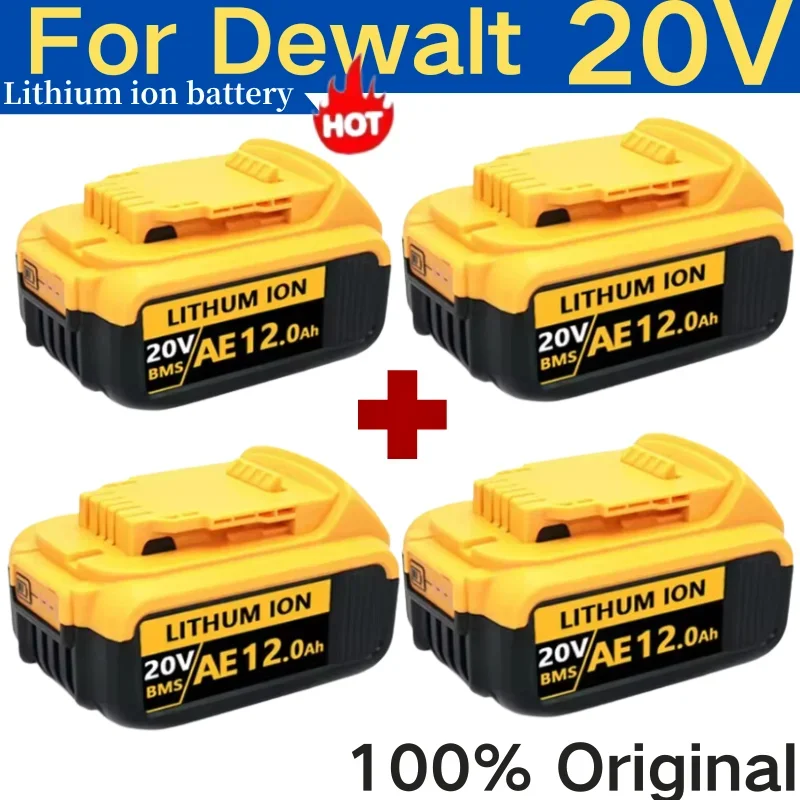 

20V DCB200 12000mAh Replacement Li-ion Battery for DeWalt DCB205 DCB201 DCB203 Power Tool Battery 20 Volt MAX With Charger