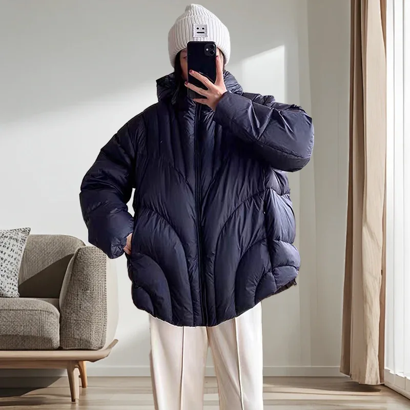 

Fashion White Duck Down Jackets Women's Hooded Solid Color Warm Thick Coat Versatile Winter New Clothing