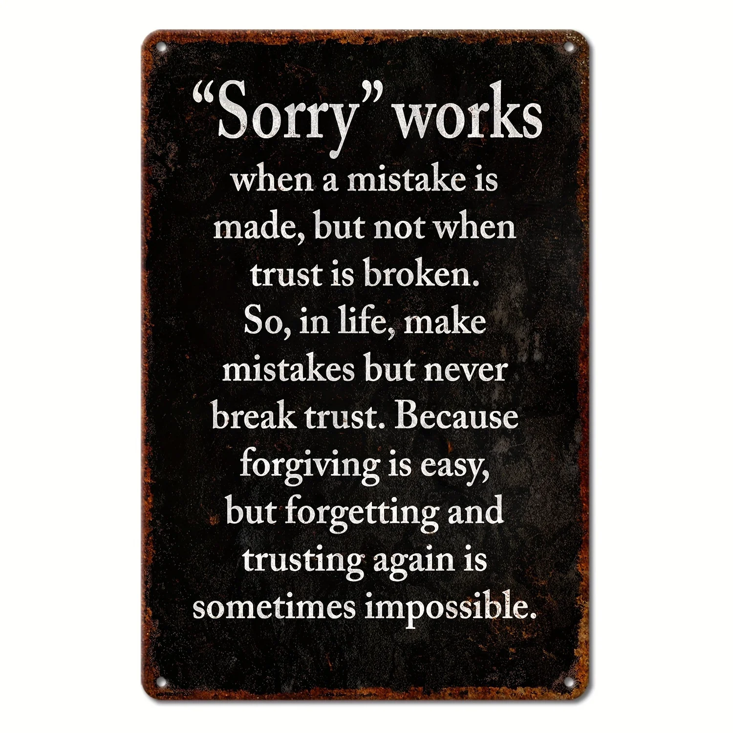 Retro Iron Metal Sign with Inspirational Quote - Rustic Vintage Wall Art for Home, Garage, Cafe, Garden Decor Durable Easy to