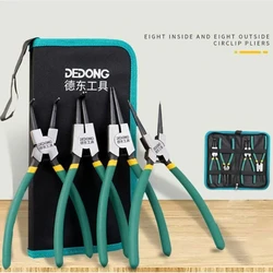 Set di pinze per anelli elastici da 4 pezzi con custodia 7 '' pinza a becchi lunghi pinza piegata staight strumento di rimozione anello elastico di fissaggio interno esterno