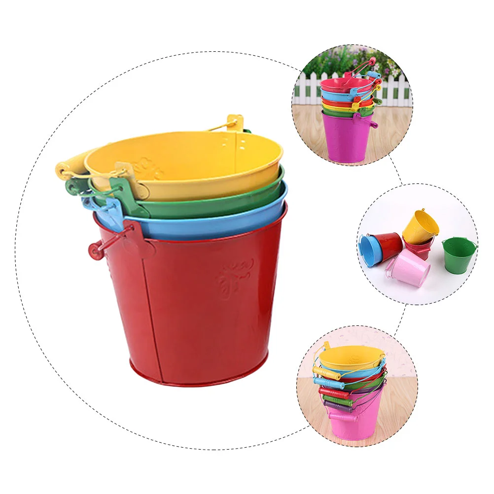 4 Pcs Beach Bucket Iron Toy Mini Toys Children Plaything Teaching Tool Kids Sand Buckets for Water Playthings Food