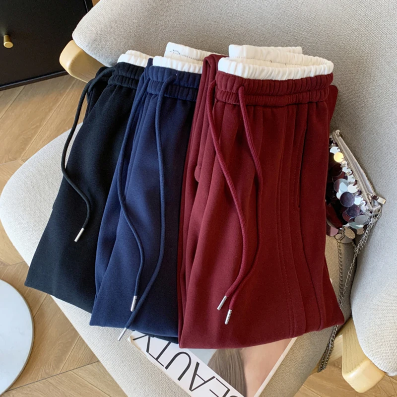 

Брюки женские из чистого хлопка, повседневные, свободные, в стиле «ленивый шик», простые, для офиса, с широкими штанинами, с высокой талией, спортивные, прямые, в стиле «джоггеры»