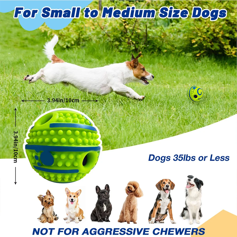 Wobble Wag Giggle Ball für Hunde - Kauspielzeug mit Stacheln und Lachsound, 10cm zur Zahnreinigung und Hüteball-Training – Detail 5
