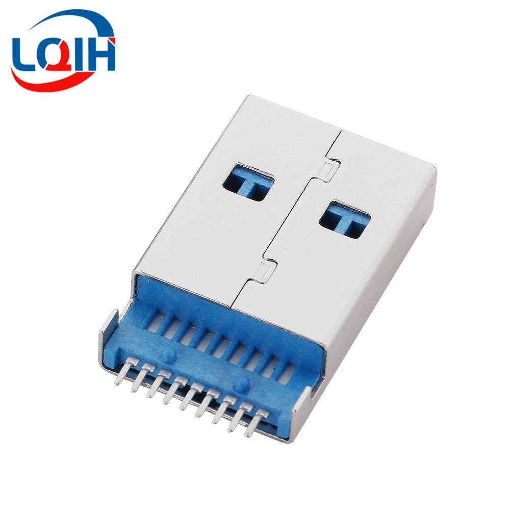 10PCS USB-A Male Plug Type A USB Male Connector 180 Degree Patch Pin SMT SMD USB AM Male 3.0 9PIN Socket