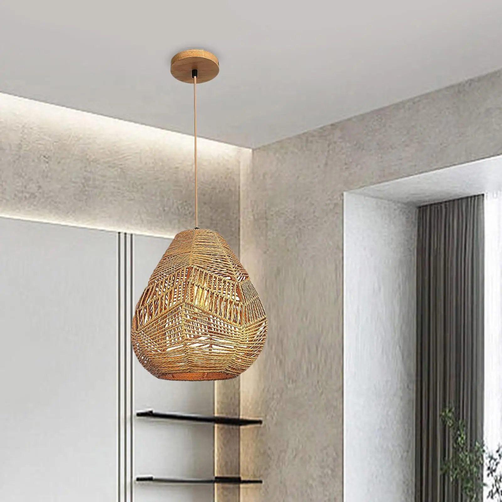 

Retro Rattan Woven Pendant Light Cover Rattan Woven Pendant Light Cover for Chandelier Living Room Shop Pendant Lights Office