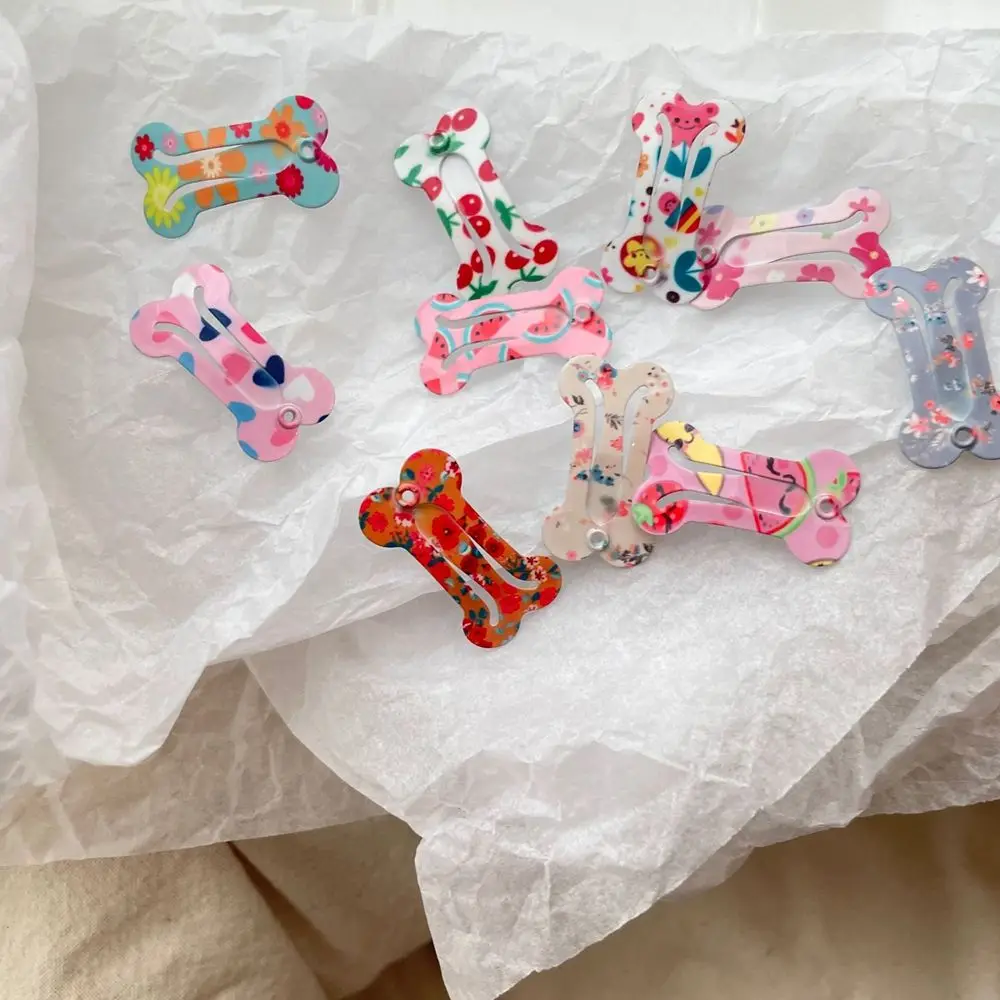 5pcs Printed Colored Bone Clip Pet Small Hair Clips Dog Shattered Hair Kateddy Maltese bb Clips Cat Jewelry