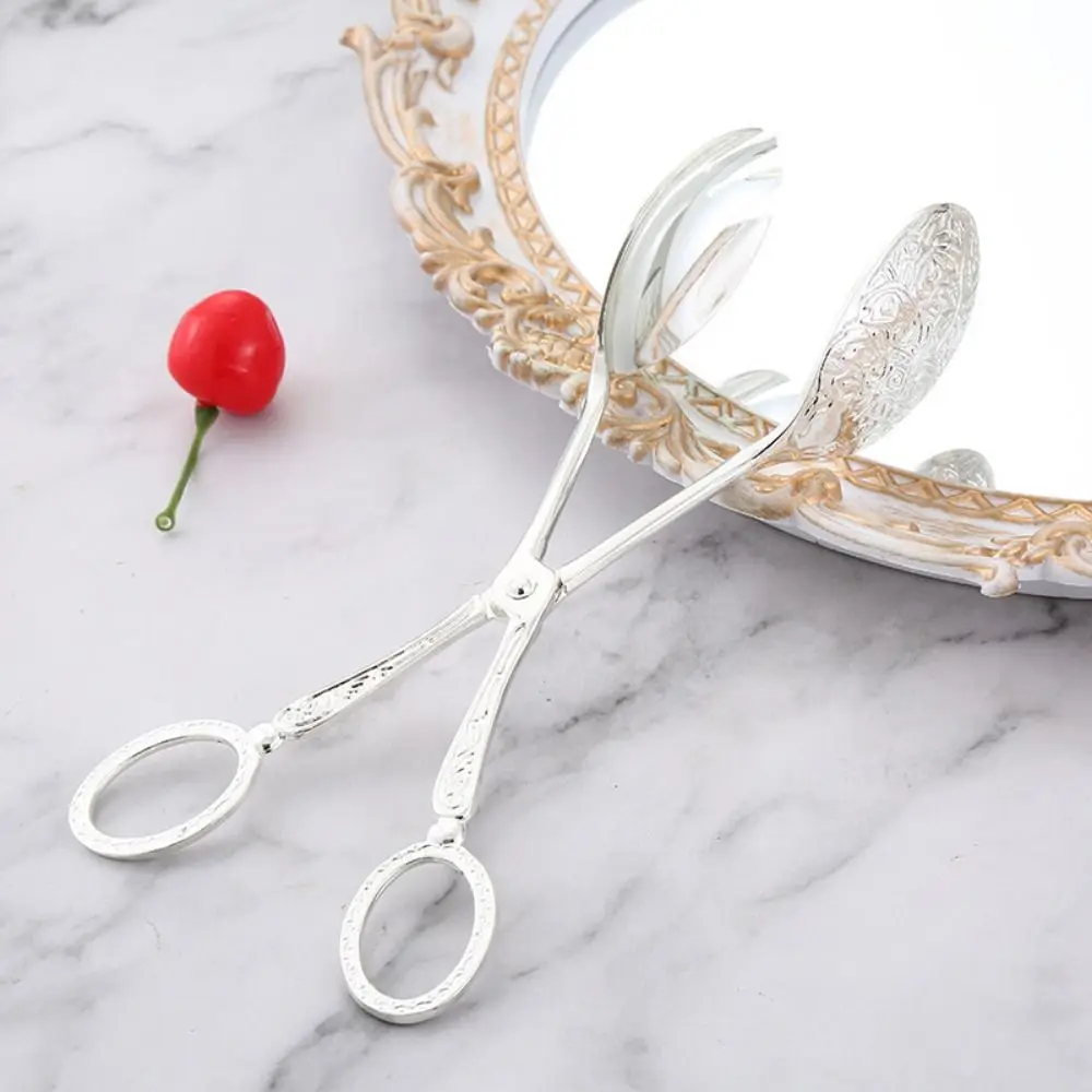 Vintage Style Fruit Salad Cake Clip Buffet Food Tong Gold-Plated Snack Cake Clip Salad Pastry Clamp Kitchen Baking Barbecue Too