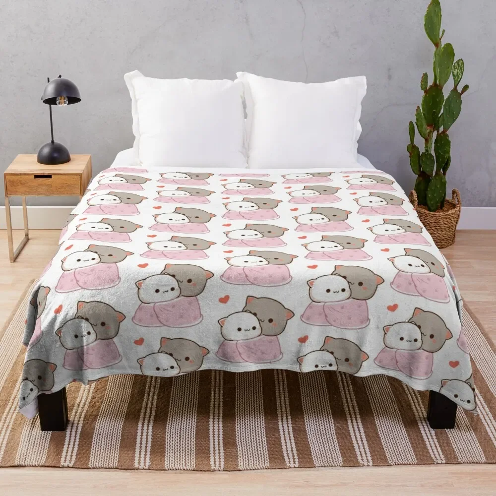 Mochi Peach goma cat blanket love Throw Blanket Lightweight Warm Blanket for Indoor Outdoor Use