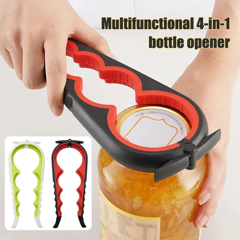 4 in 1 Can Opener Multi Functional One Beverage Bottle Opener Cap Twister Four Position Can Opener Anti Slip Cap Twister