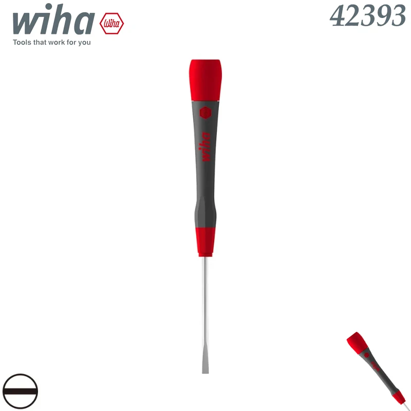 Destornillador plano de precisión Wiha 42393 SL2.5×100mm, mini destornillador plano antideslizante para electrónica y reparaciones de precisión