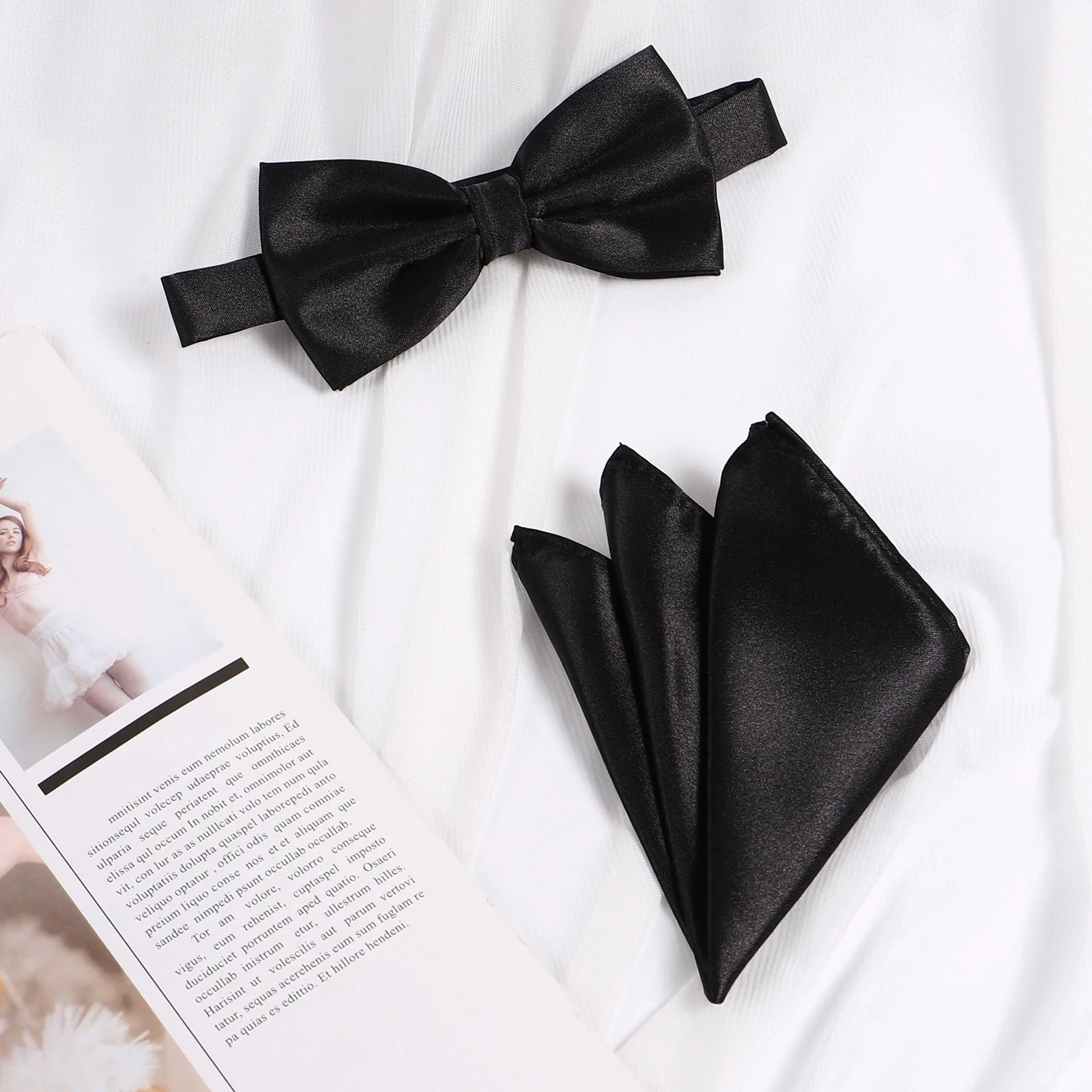 

Men's Tuxedo Bow Tie and Cummerbund Set Including Pocket Square Waistband for Formal Events Weddings Parties Dressy Outfits