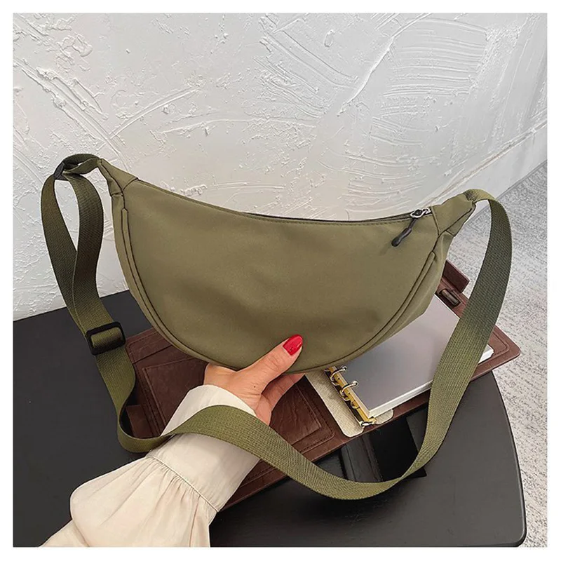 

Casual Nylon Hobos Crossbody Bag for Women Shoulder Bag Woman Half Moon Chest Bags Tote Lady Travel Shopper Bag Female Purses