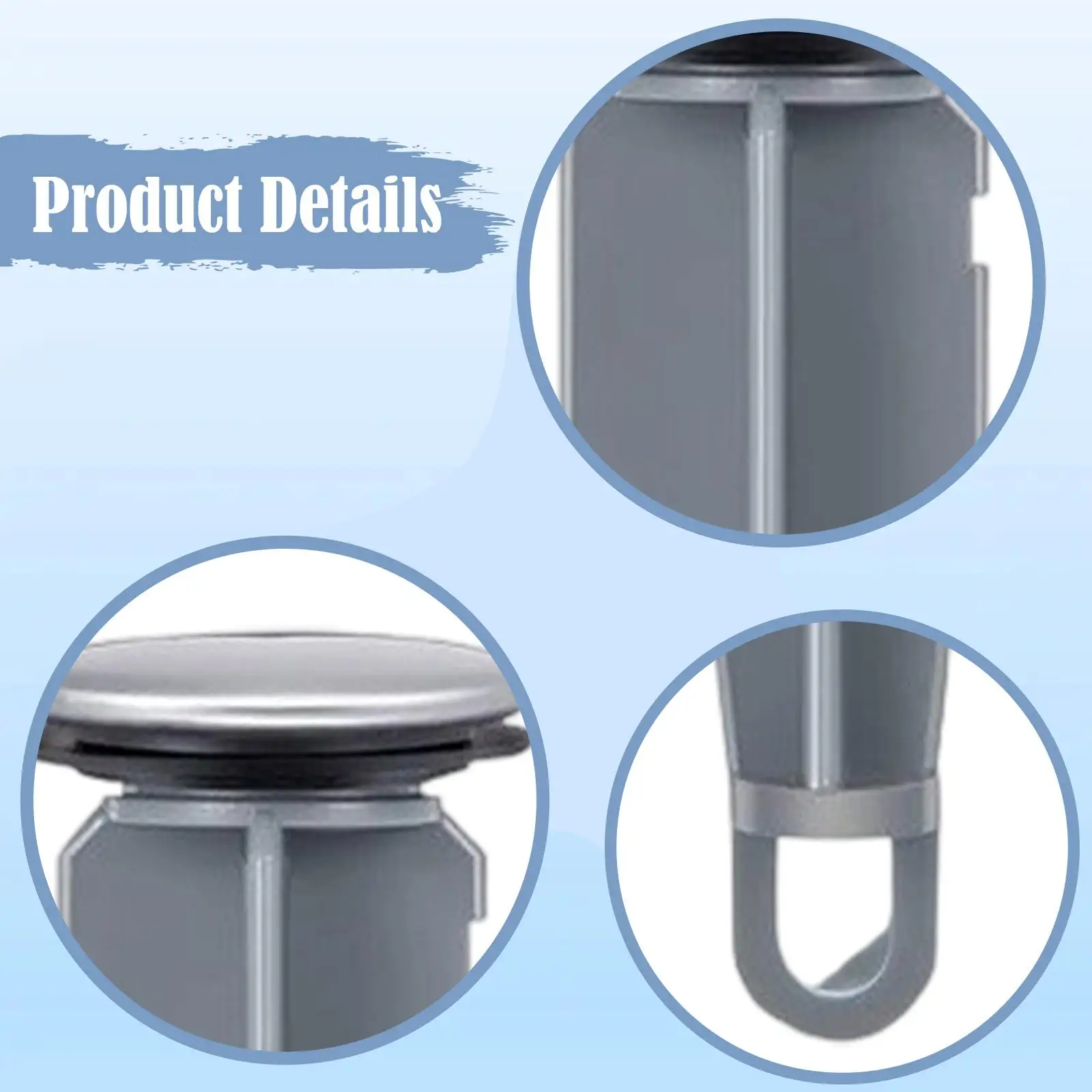 Popup Drain Assembly Stopper Gray Plastic Wash Basin Pull Rod Plug for Kitchen Bath Sink Hardware