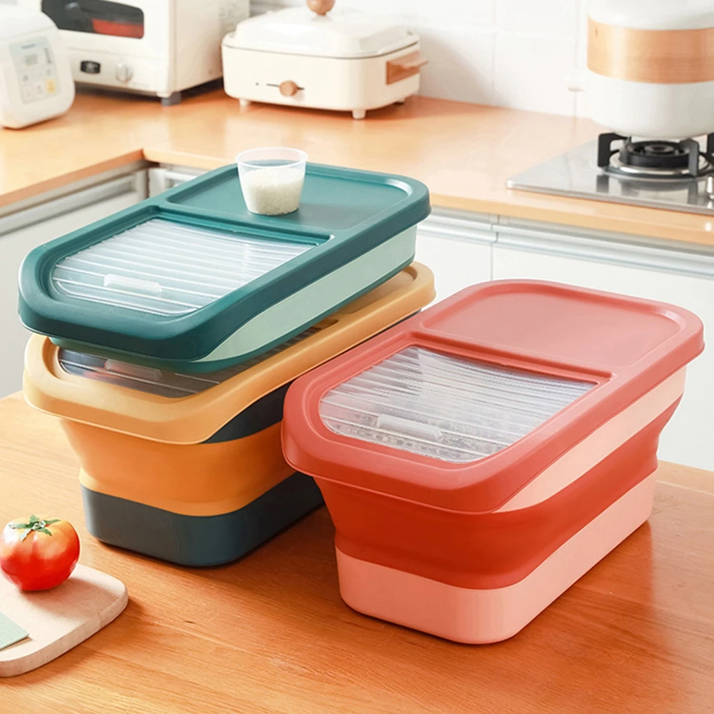 Pet Food Storage Box Container Collapsible Dog Cat food Water Bin with Sliding Cover Cereal Dispenser for Home Room Kitchen